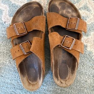 Birkenstock Arizona Suede Sandals in orange Brown